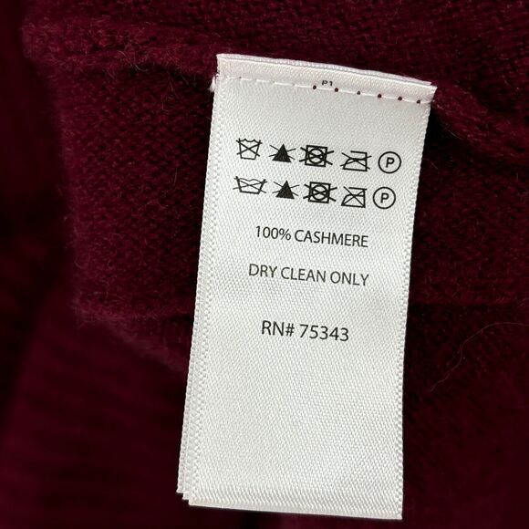 TAHARI Sweater M Pure Luxe Cashmere Mock Neck Ribbed Pullover Jumper Red - Picture 9 of 12